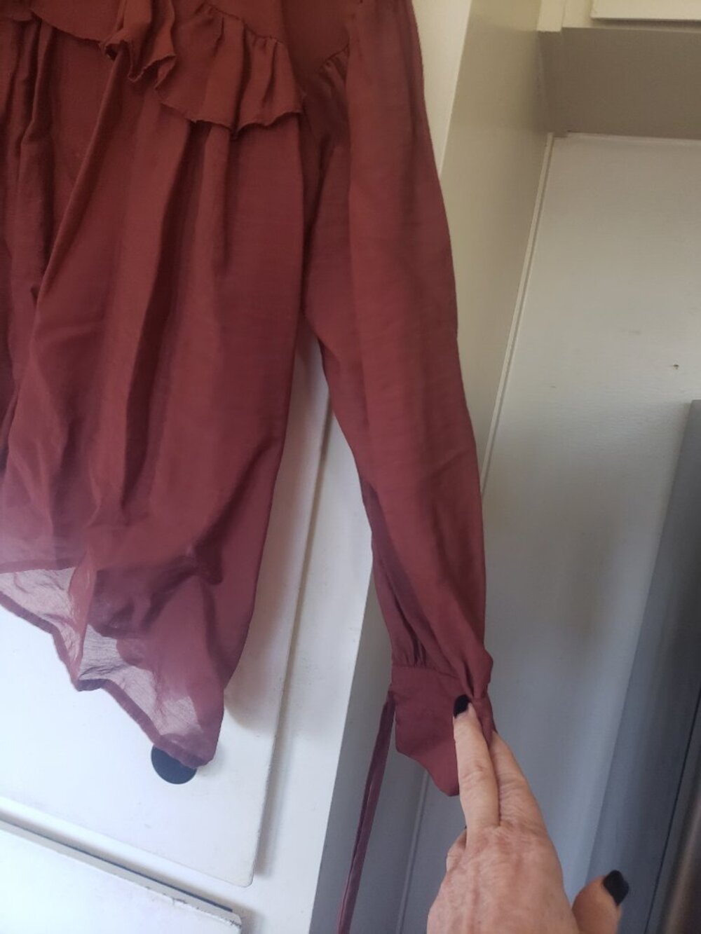 Zara Ruffled Rust Blouse Size Small - Picture 3 of 5